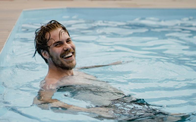 man in a pool